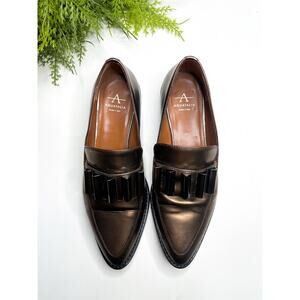 Aquatalia Leather Loafers Size 5 Bronze Brass Metallic Studded